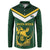 South Africa Rugby Custom Button Sweatshirt Springboks Kente Rhino Symbol - Wonder Print Shop
