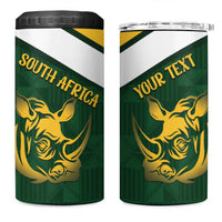 South Africa Rugby Custom 4 in 1 Can Cooler Tumbler Springboks Kente Rhino Symbol - Wonder Print Shop