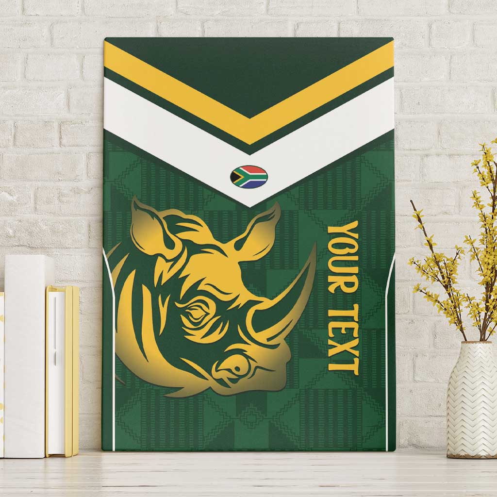 South Africa Rugby Custom Canvas Wall Art Springboks Kente Rhino Symbol - Wonder Print Shop