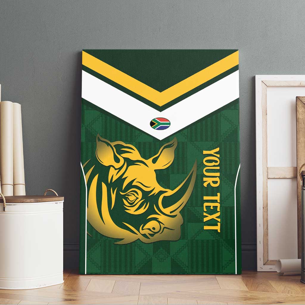 South Africa Rugby Custom Canvas Wall Art Springboks Kente Rhino Symbol - Wonder Print Shop