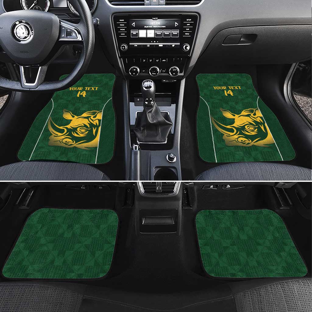 South Africa Rugby Custom Car Mats Springboks Kente Rhino Symbol - Wonder Print Shop