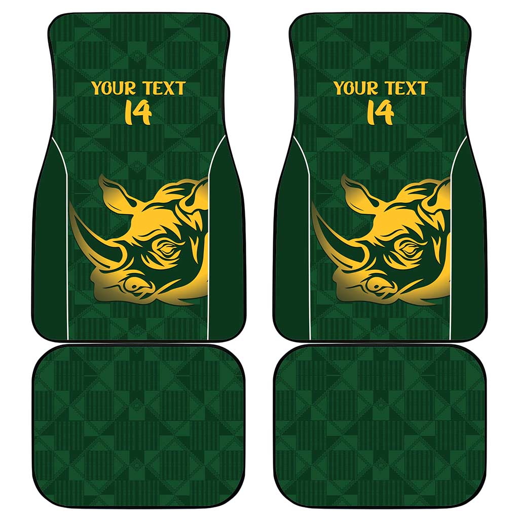 South Africa Rugby Custom Car Mats Springboks Kente Rhino Symbol - Wonder Print Shop