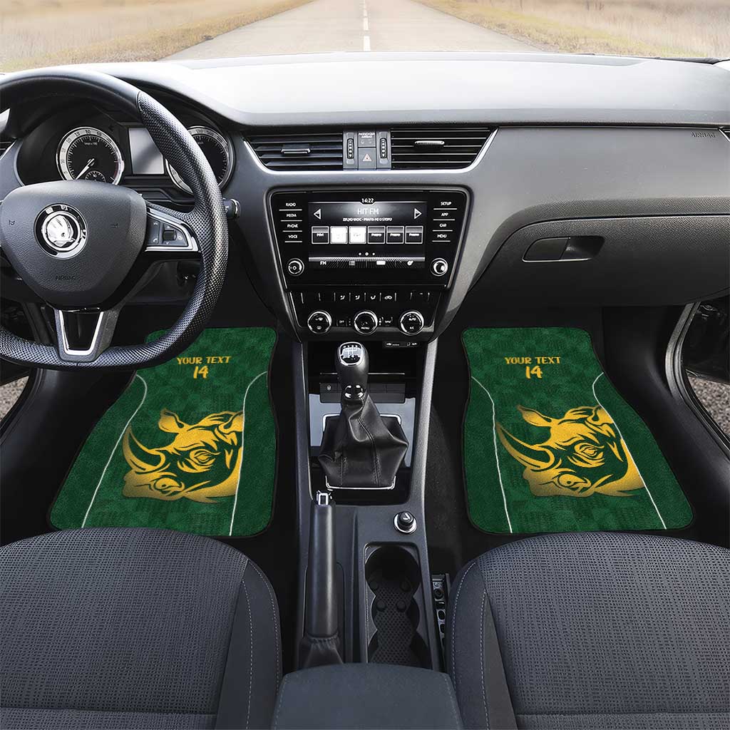 South Africa Rugby Custom Car Mats Springboks Kente Rhino Symbol - Wonder Print Shop