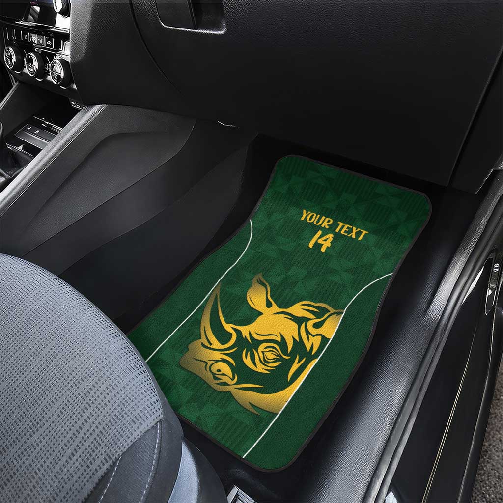 South Africa Rugby Custom Car Mats Springboks Kente Rhino Symbol - Wonder Print Shop