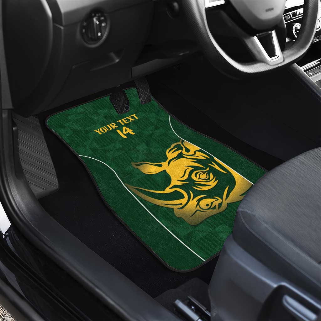South Africa Rugby Custom Car Mats Springboks Kente Rhino Symbol - Wonder Print Shop