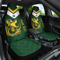 South Africa Rugby Custom Car Seat Cover Springboks Kente Rhino Symbol - Wonder Print Shop