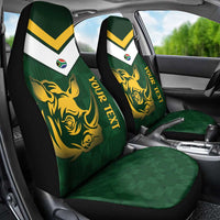 South Africa Rugby Custom Car Seat Cover Springboks Kente Rhino Symbol - Wonder Print Shop