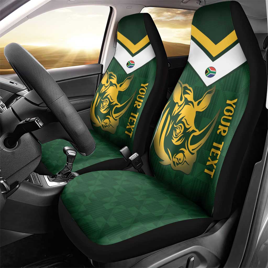 South Africa Rugby Custom Car Seat Cover Springboks Kente Rhino Symbol - Wonder Print Shop