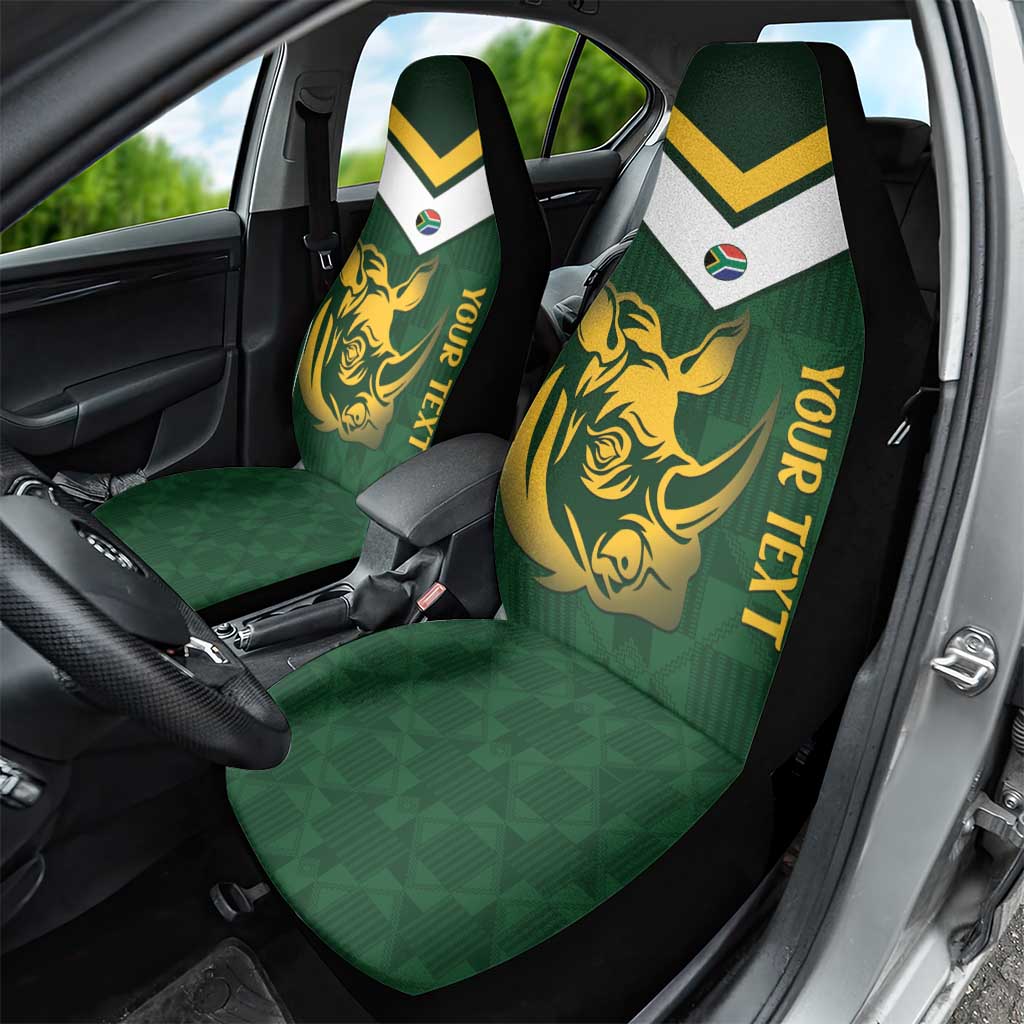 South Africa Rugby Custom Car Seat Cover Springboks Kente Rhino Symbol - Wonder Print Shop