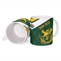 South Africa Rugby Custom Ceramic Mug Springboks Kente Rhino Symbol - Wonder Print Shop
