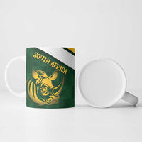 South Africa Rugby Custom Ceramic Mug Springboks Kente Rhino Symbol - Wonder Print Shop