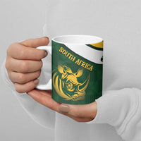 South Africa Rugby Custom Ceramic Mug Springboks Kente Rhino Symbol - Wonder Print Shop