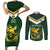 South Africa Rugby Custom Couples Matching Short Sleeve Bodycon Dress and Long Sleeve Button Shirt Springboks Kente Rhino Symbol - Wonder Print Shop