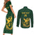 South Africa Rugby Custom Couples Matching Short Sleeve Bodycon Dress and Long Sleeve Button Shirt Springboks Kente Rhino Symbol - Wonder Print Shop
