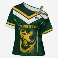South Africa Rugby Custom Cross Shoulder Shirt Springboks Kente Rhino Symbol - Wonder Print Shop