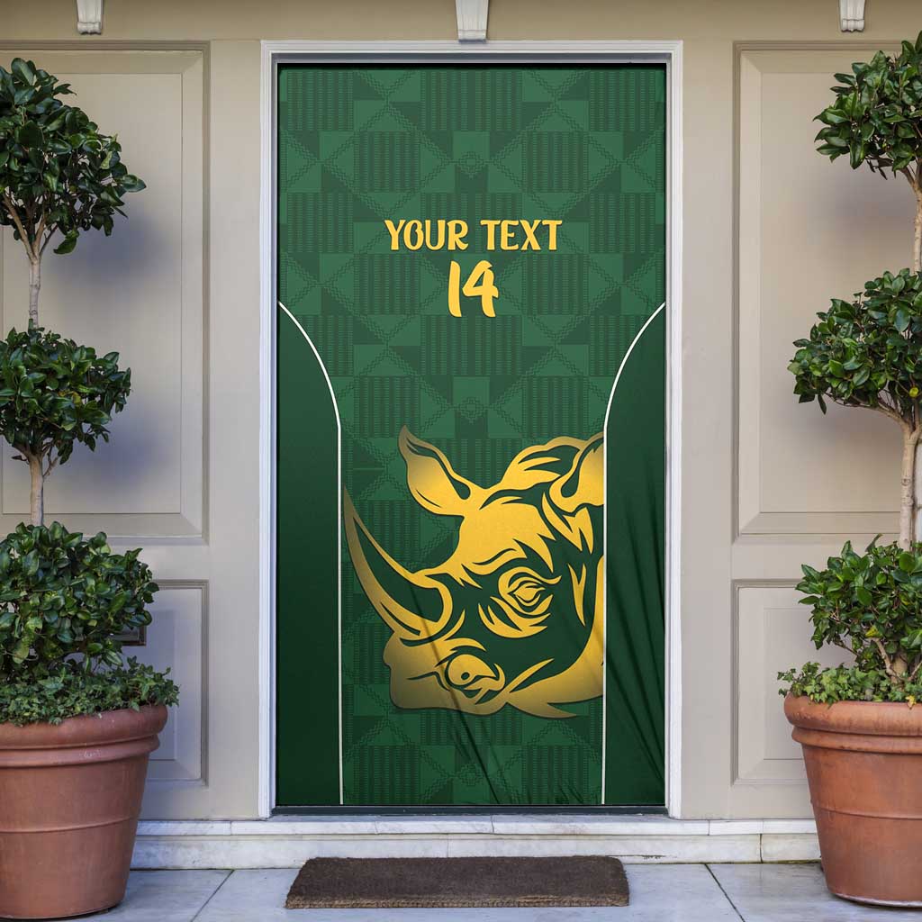 South Africa Rugby Custom Door Cover Springboks Kente Rhino Symbol - Wonder Print Shop