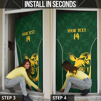 South Africa Rugby Custom Door Cover Springboks Kente Rhino Symbol - Wonder Print Shop
