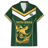 South Africa Rugby Custom Family Matching Off The Shoulder Long Sleeve Dress and Hawaiian Shirt Springboks Kente Rhino Symbol - Wonder Print Shop