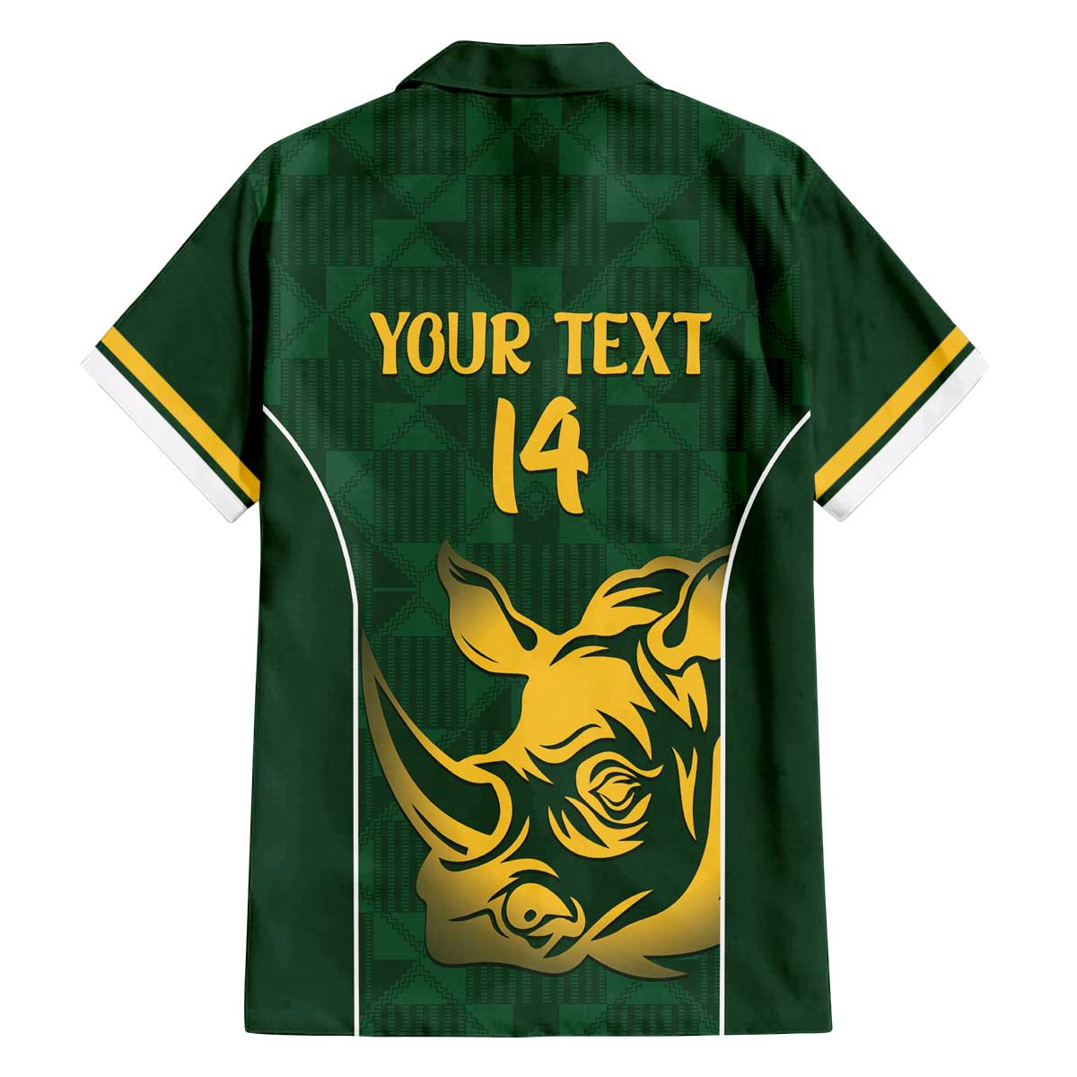South Africa Rugby Custom Family Matching Off The Shoulder Long Sleeve Dress and Hawaiian Shirt Springboks Kente Rhino Symbol - Wonder Print Shop
