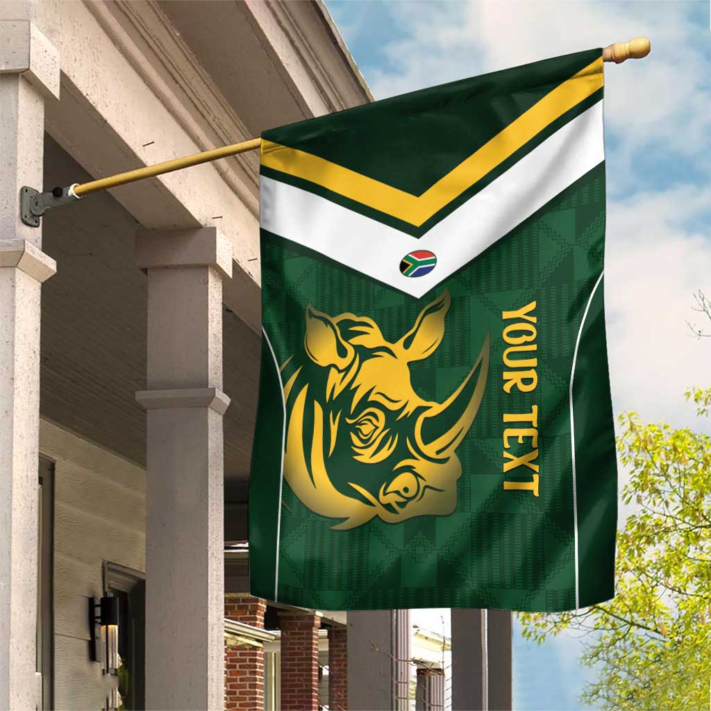 South Africa Rugby Custom Garden Flag Springboks Kente Rhino Symbol - Wonder Print Shop