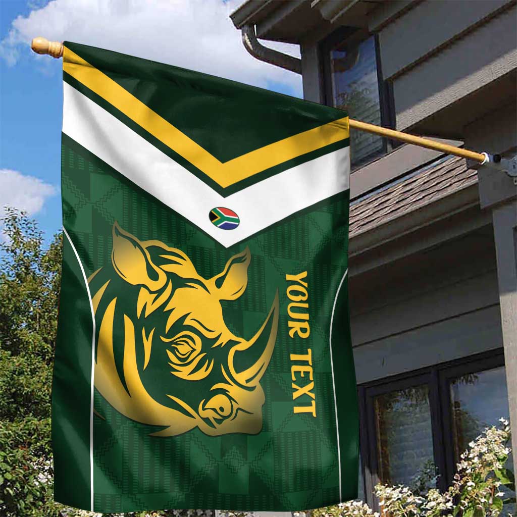 South Africa Rugby Custom Garden Flag Springboks Kente Rhino Symbol - Wonder Print Shop