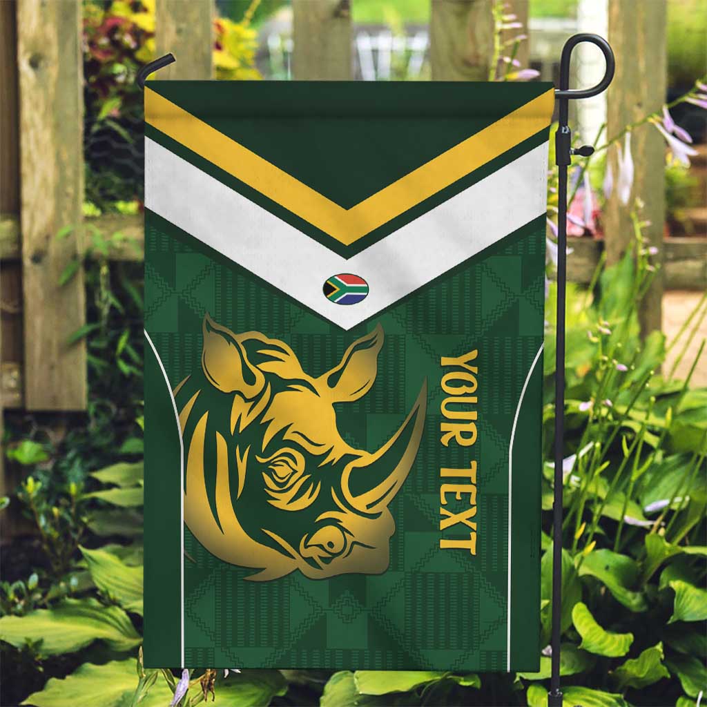 South Africa Rugby Custom Garden Flag Springboks Kente Rhino Symbol - Wonder Print Shop