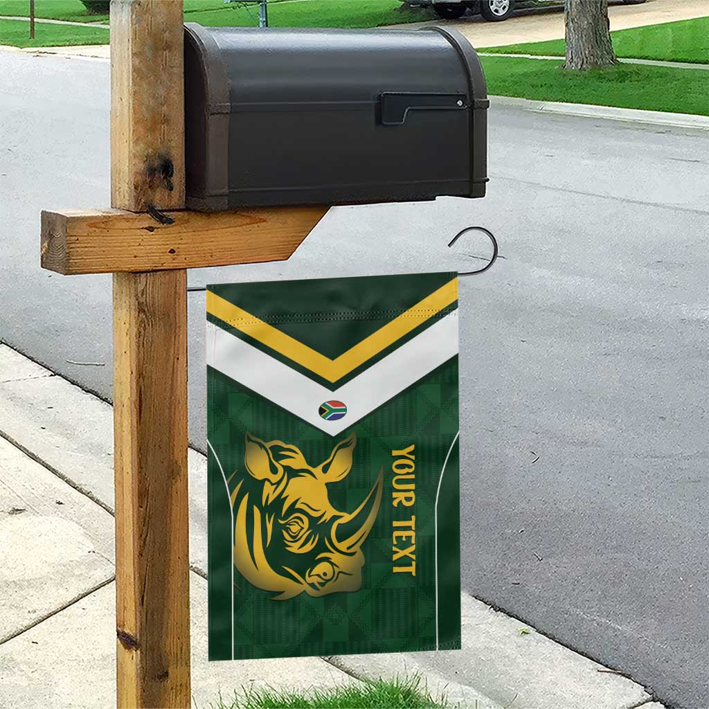 South Africa Rugby Custom Garden Flag Springboks Kente Rhino Symbol - Wonder Print Shop
