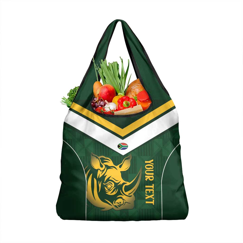 South Africa Rugby Custom Grocery Bag Springboks Kente Rhino Symbol - Wonder Print Shop