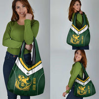 South Africa Rugby Custom Grocery Bag Springboks Kente Rhino Symbol - Wonder Print Shop