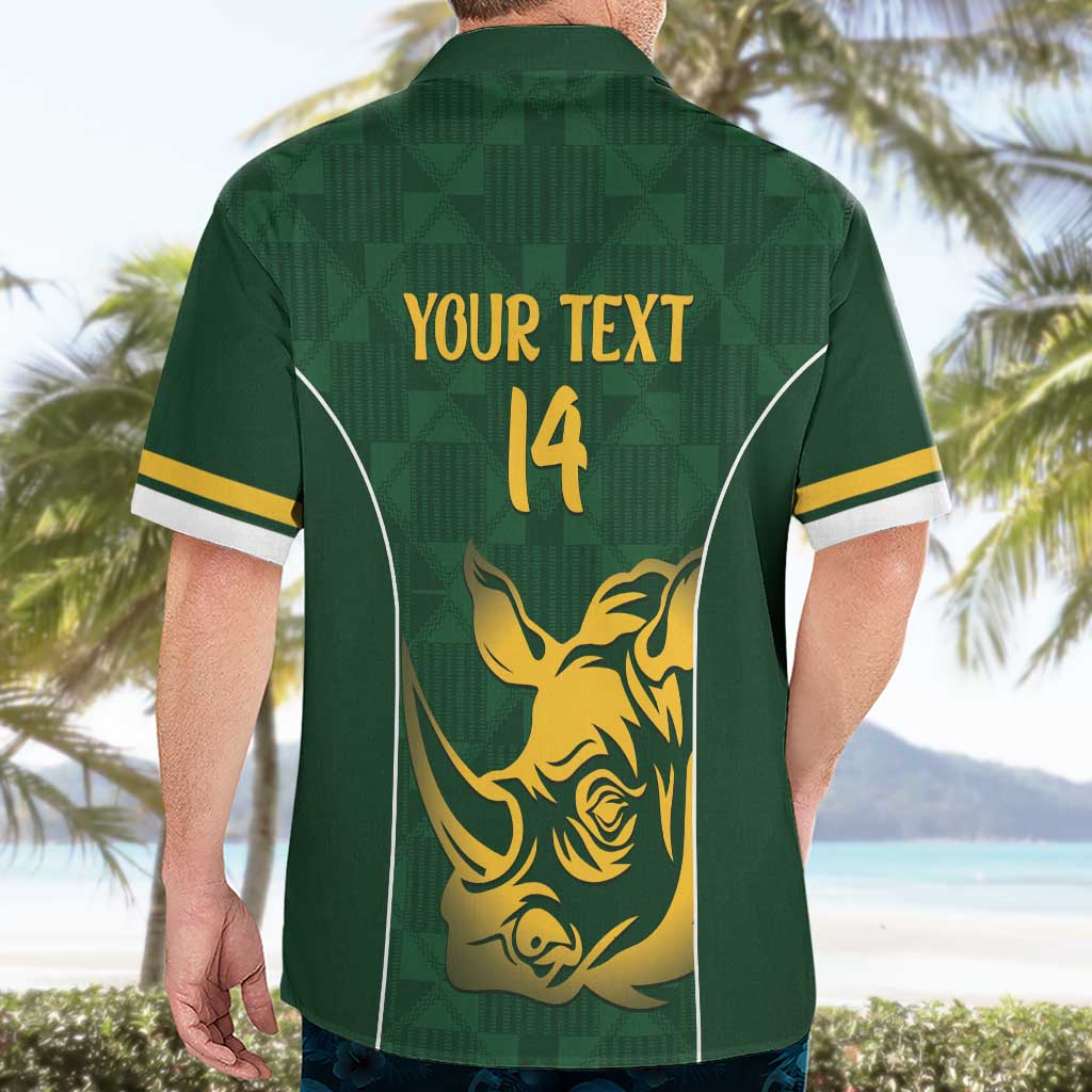 South Africa Rugby Custom Hawaiian Shirt Springboks Kente Rhino Symbol - Wonder Print Shop
