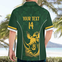 South Africa Rugby Custom Hawaiian Shirt Springboks Kente Rhino Symbol - Wonder Print Shop