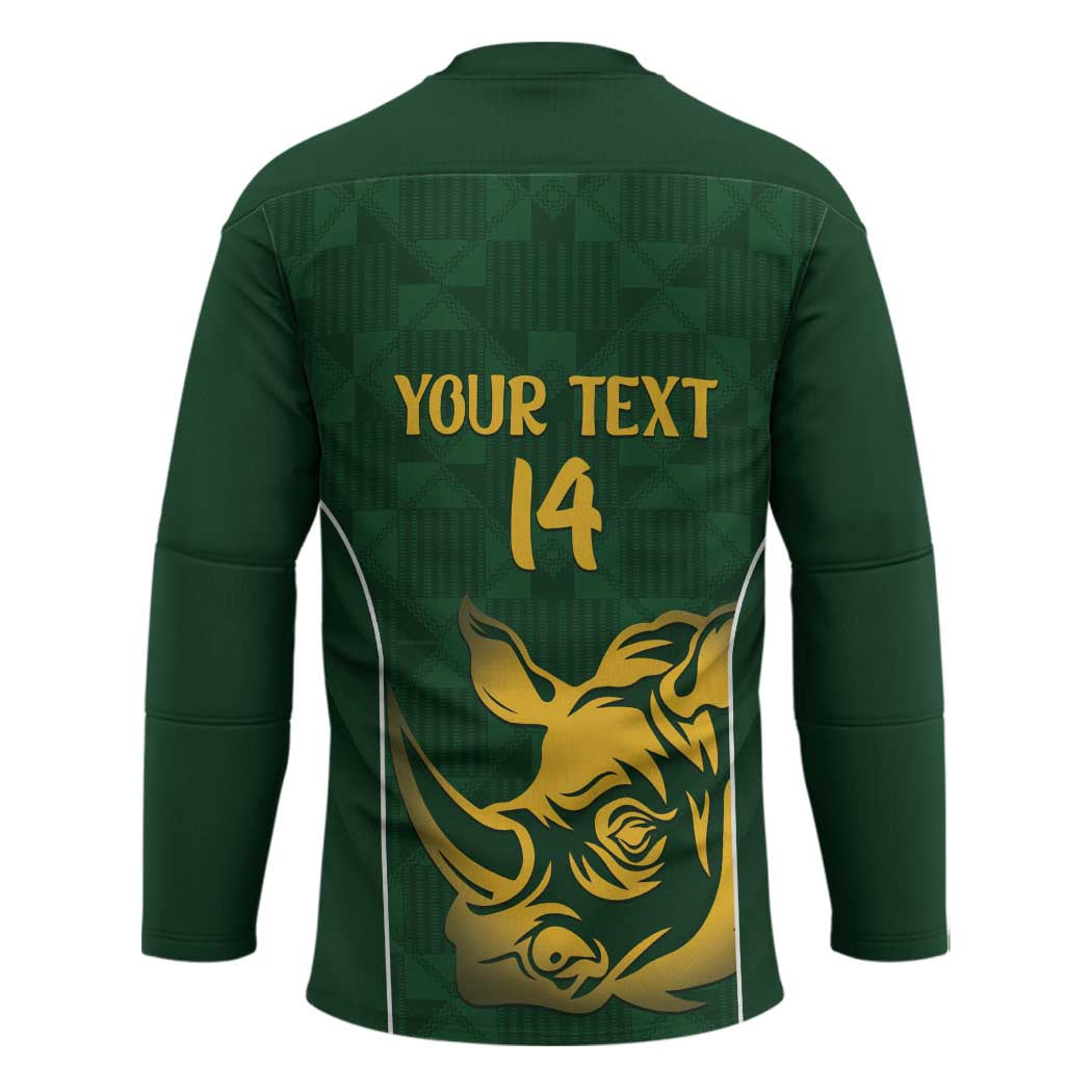 South Africa Rugby Custom Hockey Jersey Springboks Kente Rhino Symbol - Wonder Print Shop