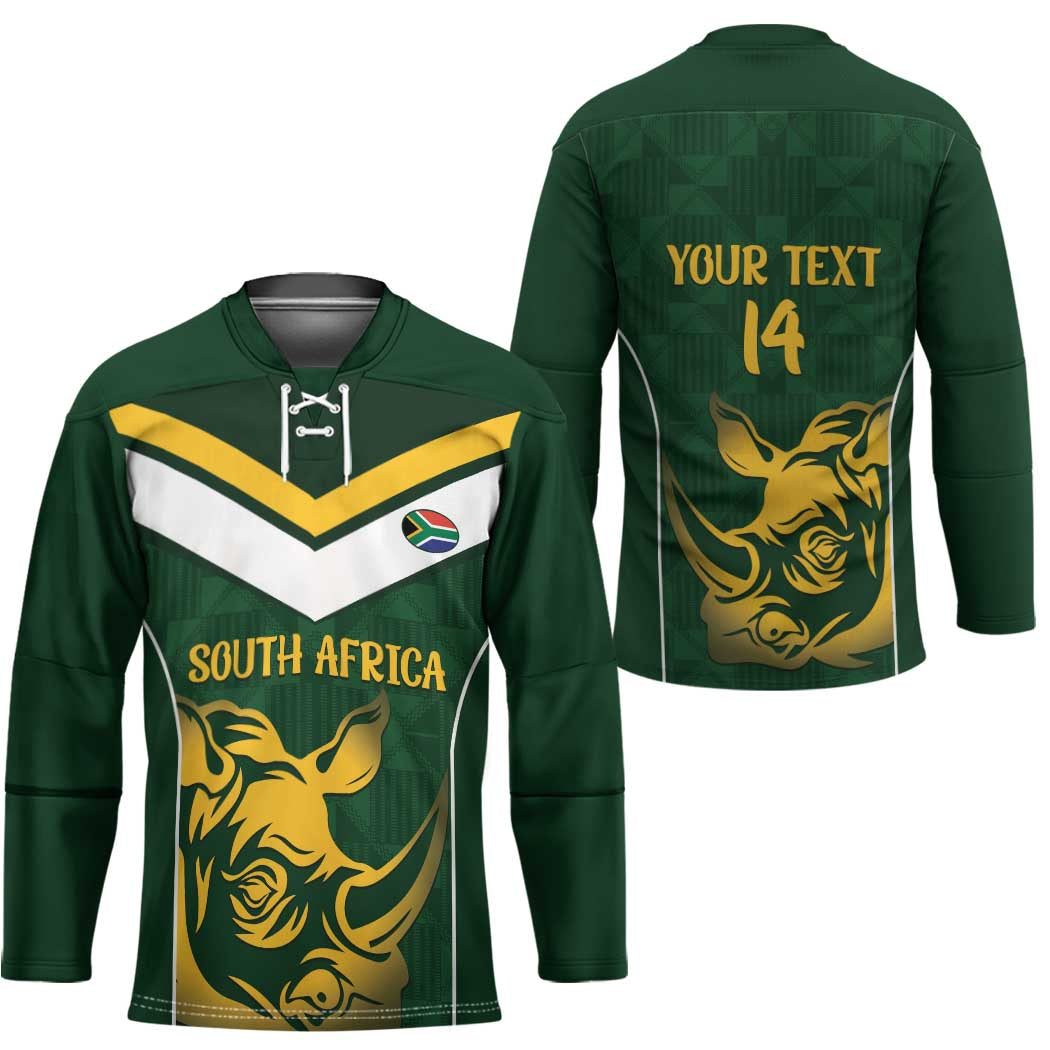 South Africa Rugby Custom Hockey Jersey Springboks Kente Rhino Symbol - Wonder Print Shop