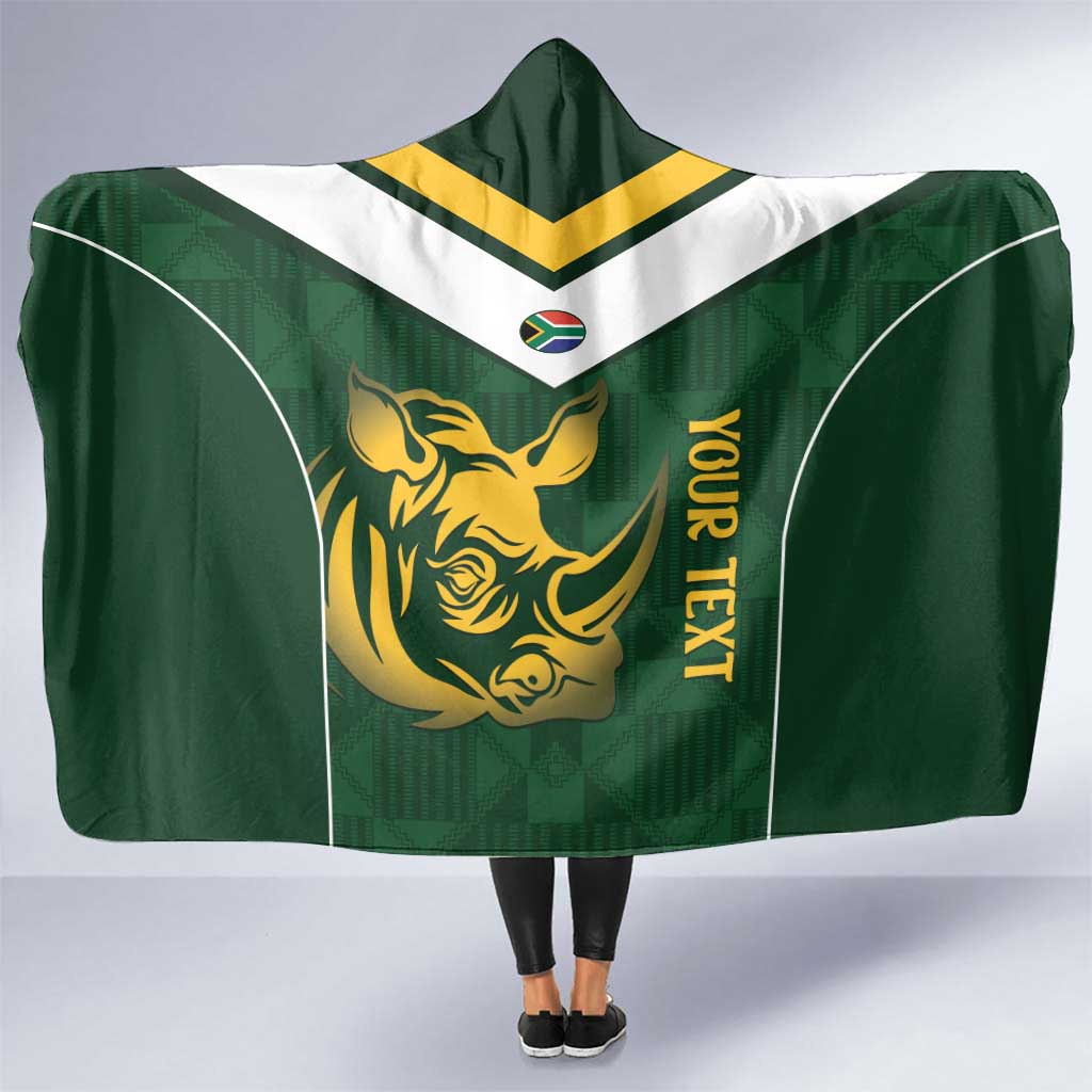 South Africa Rugby Custom Hooded Blanket Springboks Kente Rhino Symbol - Wonder Print Shop