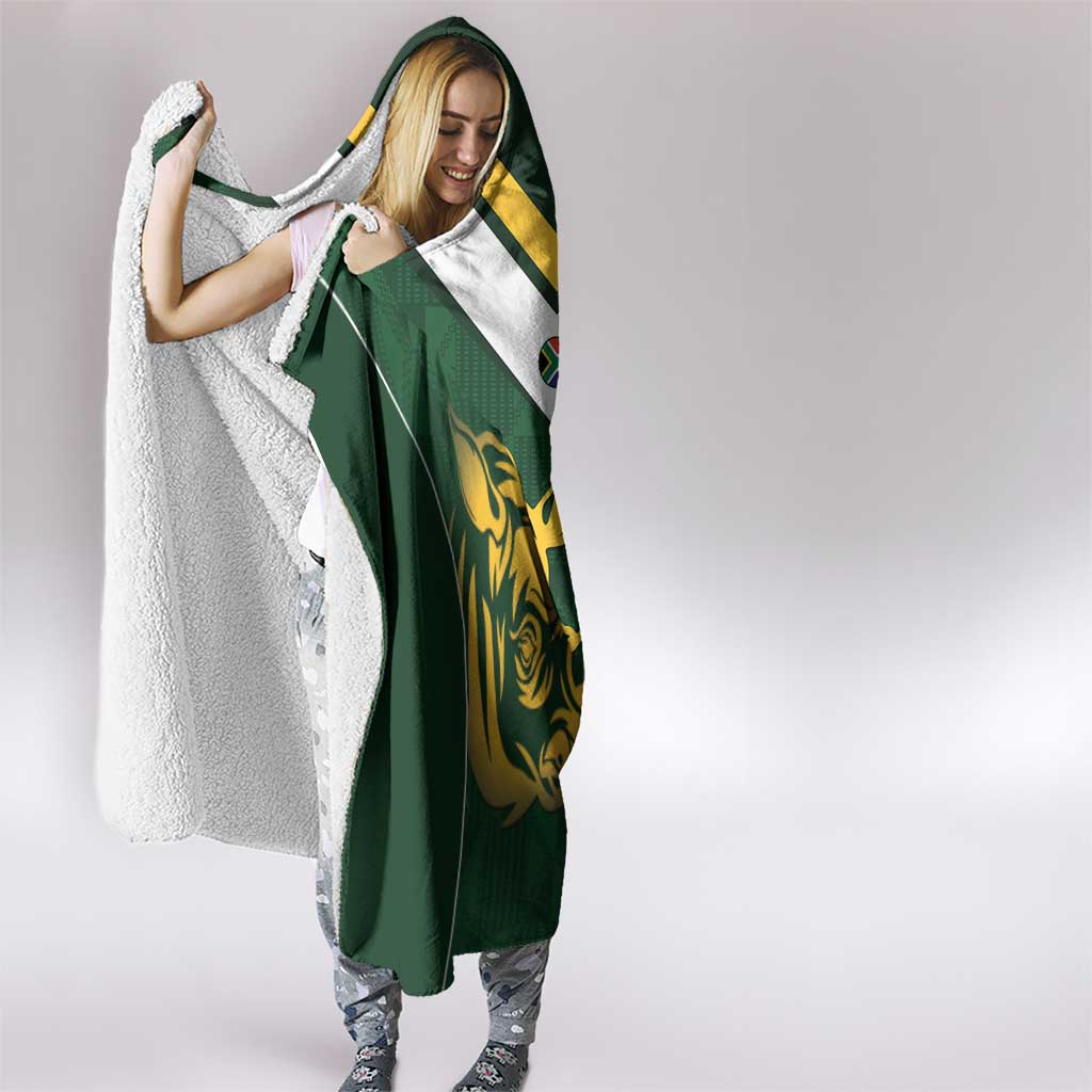South Africa Rugby Custom Hooded Blanket Springboks Kente Rhino Symbol - Wonder Print Shop