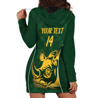 South Africa Rugby Custom Hoodie Dress Springboks Kente Rhino Symbol - Wonder Print Shop