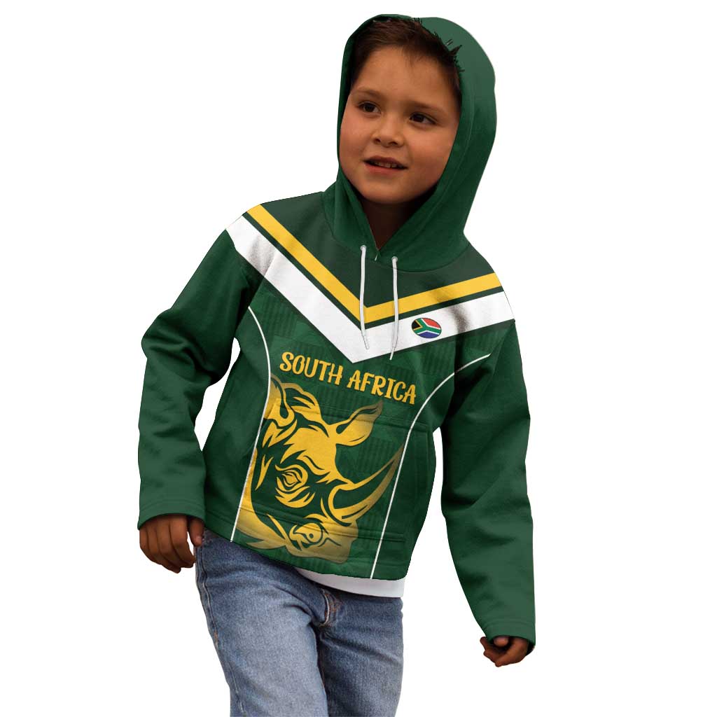 South Africa Rugby Custom Kid Hoodie Springboks Kente Rhino Symbol - Wonder Print Shop