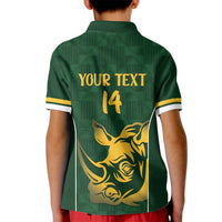 South Africa Rugby Custom Kid Polo Shirt Springboks Kente Rhino Symbol - Wonder Print Shop