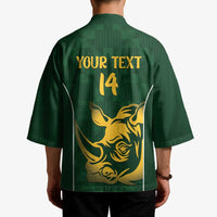 South Africa Rugby Custom Kimono Springboks Kente Rhino Symbol - Wonder Print Shop