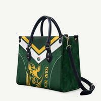 South Africa Rugby Custom Leather Bag Springboks Kente Rhino Symbol - Wonder Print Shop