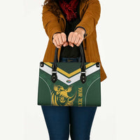 South Africa Rugby Custom Leather Bag Springboks Kente Rhino Symbol - Wonder Print Shop