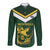 South Africa Rugby Custom Long Sleeve Button Shirt Springboks Kente Rhino Symbol - Wonder Print Shop