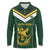 South Africa Rugby Custom Long Sleeve Polo Shirt Springboks Kente Rhino Symbol - Wonder Print Shop
