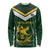 South Africa Rugby Custom Long Sleeve Shirt Springboks Kente Rhino Symbol - Wonder Print Shop