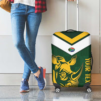 South Africa Rugby Custom Luggage Cover Springboks Kente Rhino Symbol - Wonder Print Shop