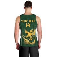 South Africa Rugby Custom Men Tank Top Springboks Kente Rhino Symbol - Wonder Print Shop