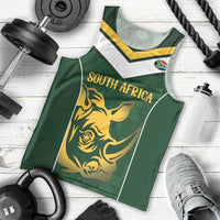 South Africa Rugby Custom Men Tank Top Springboks Kente Rhino Symbol - Wonder Print Shop