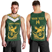 South Africa Rugby Custom Men Tank Top Springboks Kente Rhino Symbol - Wonder Print Shop