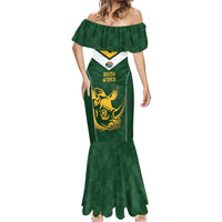 South Africa Rugby Custom Mermaid Dress Springboks Kente Rhino Symbol - Wonder Print Shop