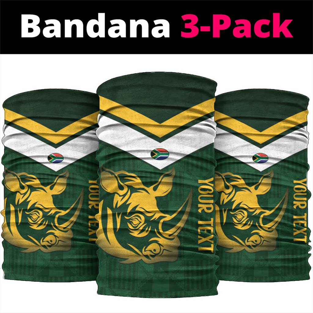 South Africa Rugby Custom Neck Gaiter Springboks Kente Rhino Symbol - Wonder Print Shop